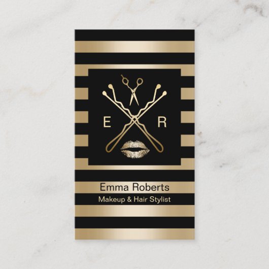 Stijlvolle vormgeving en haartoppen Elegant Black  Visitekaartje (Voorkant)