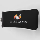 Stijlvolle vos en bal golf gepersonaliseerde naam golfheadcover (Voorkant)