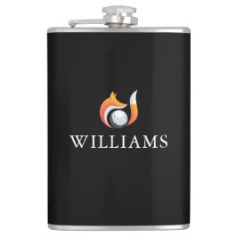 Stijlvolle vos en golfbal gepersonaliseerde naam heupfles