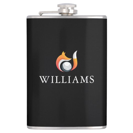 Stijlvolle vos en golfbal gepersonaliseerde naam heupfles (Voorkant)