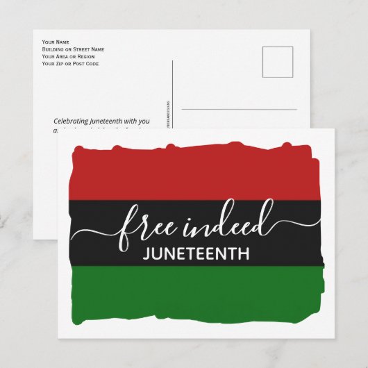 Stijlvolle, VRIJE Pan African JUNETEENTH Briefkaart (Voorkant / Achterkant)