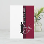 Stijlvolle "vrijgezellenfeest" formeel bordeauxroo kaart (Staand voorkant)