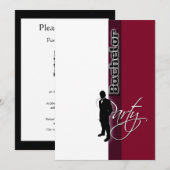 Stijlvolle "vrijgezellenfeest" formeel bordeauxroo kaart (Voorkant / Achterkant)