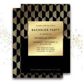 Stijlvolle vrijgezellenfeest Modern zwart en goud Kaart