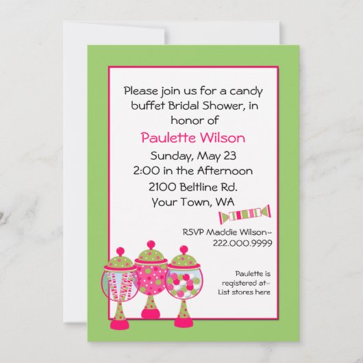 Stijlvolle Vrijgezellenfeest Snoep Buffet Invitati Kaart (Voorkant)