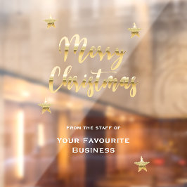 Stijlvolle vrolijk kerstfeest metaalachtig goud wi raamsticker