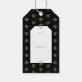Stijlvolle vrolijke kerst zwart goud sneeuwvlok cadeaulabel (Achterkant)