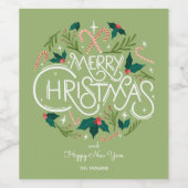 Stijlvolle vrolijke kersttypografie wijn etiket (Enkel label)