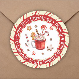 stijlvolle vrolijke kleine kerst, rood wit vakanti ronde sticker