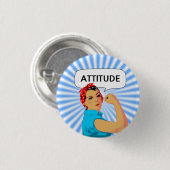 Stijlvolle  vrouw en bewerkbare houdbaarheidstekst ronde button 3,2 cm (Voorkant /achterkant)