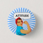 Stijlvolle vrouw en bewerkbare houdbaarheidstekst ronde button 3,2 cm (Voorkant)