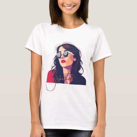 Stijlvolle vrouw in zonnebril Pop Art T-shirt (Voorkant)