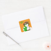 Stijlvolle vrouw met groen bier - St. Patrick's Da Vierkante Sticker (Envelop)