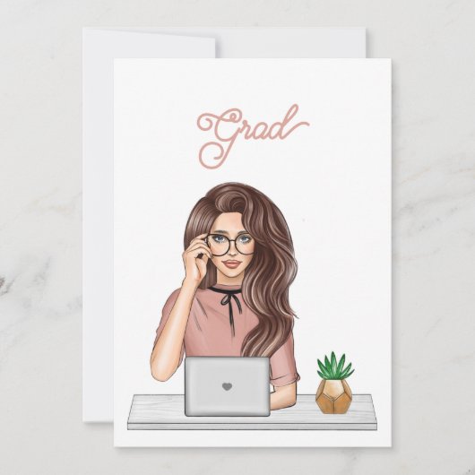 Stijlvolle vrouw Modern Afstuderen Celebration Kaart (Voorkant)