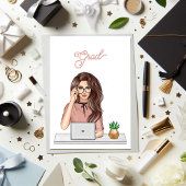 Stijlvolle vrouw Modern Afstuderen Celebration Kaart