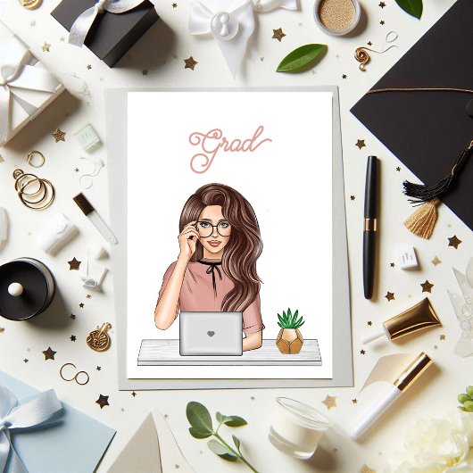 Stijlvolle vrouw Modern Afstuderen Celebration Kaart