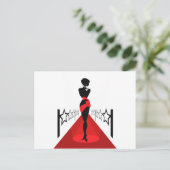 Stijlvolle vrouw silhouette op rood tapijt met ste briefkaart (Staand voorkant)