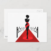 Stijlvolle vrouw silhouette op rood tapijt met ste briefkaart (Voorkant / Achterkant)