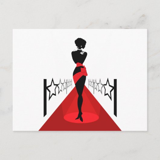 Stijlvolle vrouw silhouette op rood tapijt met ste briefkaart (Voorkant)