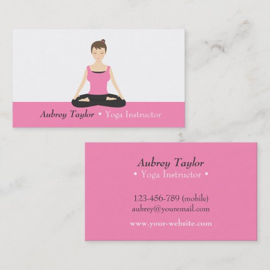 Stijlvolle Vrouw Wellness Yoga Instructeur Visitekaartje (Voorkant / Achterkant)