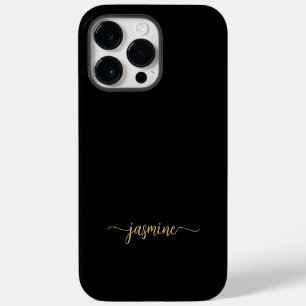 Stijlvolle vrouwelijke minimalistische zwarte goud iPhone 14 pro max hoesje
