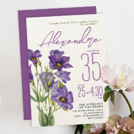 Stijlvolle Vrouwelijke Paarse Bloemen Botanisch Kaart