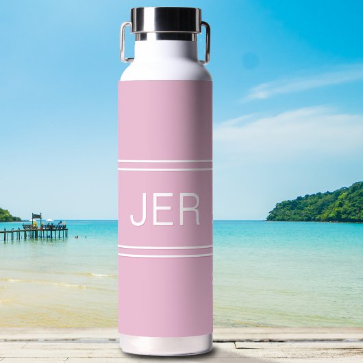 Stijlvolle Vrouwelijke Roze Monogram Beginletters Waterfles