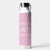 Stijlvolle Vrouwelijke Roze Monogram Beginletters Waterfles (Voorkant)