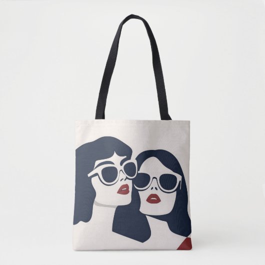 Stijlvolle vrouwen met zonnebril tote bag (Voorkant)