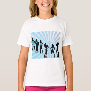 Stijlvolle vrouwen silhouetten Teal blauw mode T-shirt