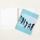 Stijlvolle vrouwen silhouetten turquoise blauwe mo planner (Display)