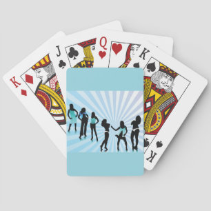 Stijlvolle vrouwen silhouetten turquoise blauwe mo pokerkaarten
