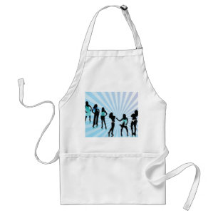 Stijlvolle vrouwen silhouetten turquoise blauwe mo standaard schort