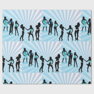 Stijlvolle Vrouwen Silhouetten Turquoise Mode Cadeaupapier
