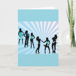 Stijlvolle vrouwen silhouetten turquoise mode kaart