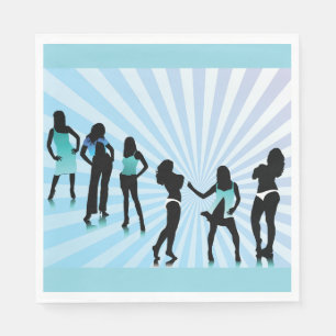 Stijlvolle Vrouwen Silhouetten Turquoise Mode Servet