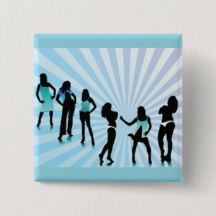 Stijlvolle vrouwen silhouetten turquoise mode vierkante button 5,1 cm