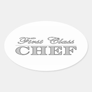Stijlvolle vun Chefs : Chef voor eerste klasse Ovale Sticker