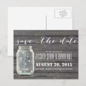 Stijlvolle vuurvaste objecten en Mason Jar Wood Sp Aankondigingskaart (Voorkant / Achterkant)