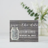 Stijlvolle vuurvaste objecten en Mason Jar Wood Sp Aankondigingskaart (Staand voorkant)