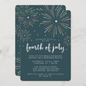 Stijlvolle vuurwerk vierde juli Party Uitnodiginge Kaart (Voorkant / Achterkant)