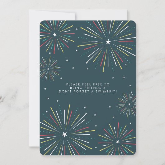 Stijlvolle vuurwerk vierde juli Party Uitnodiginge Kaart (Achterkant)