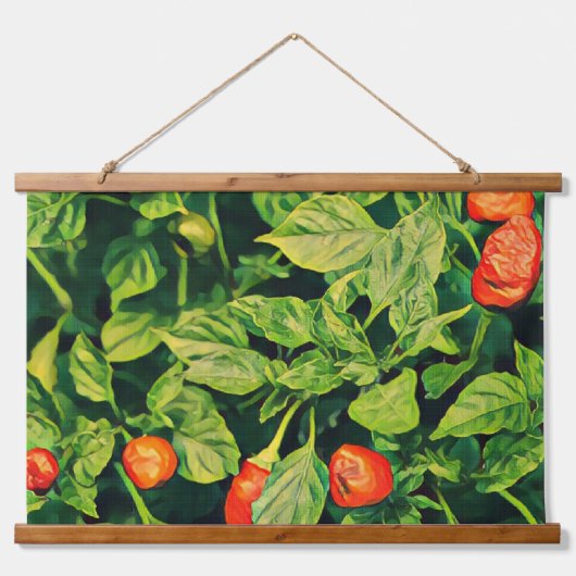 Stijlvolle, warmrood-roodbruinachtige paprika hangend wandkleed (Voorkant)