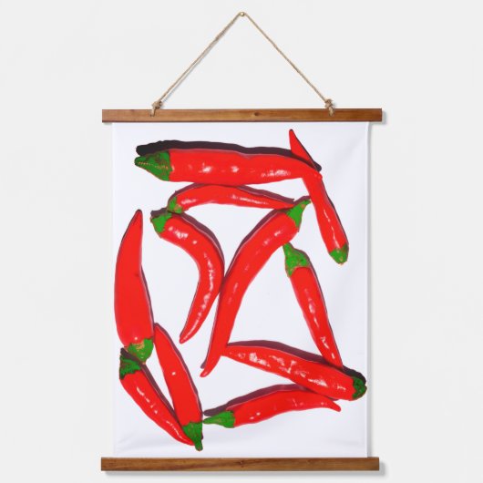 Stijlvolle, warmrood-roodbruinachtige paprika hangend wandkleed (Voorkant)