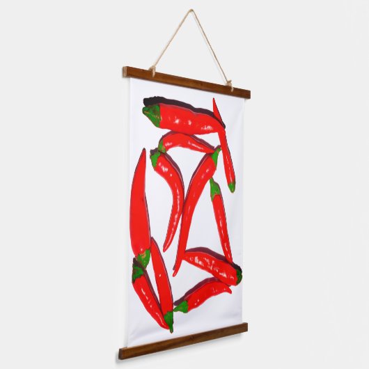 Stijlvolle, warmrood-roodbruinachtige paprika hangend wandkleed (Gebogen)