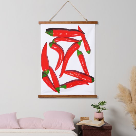 Stijlvolle, warmrood-roodbruinachtige paprika hangend wandkleed (Slaapkamer)