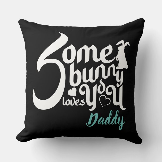 Stijlvolle wat konijntje houden van zwart wit paas kussen (Voorkant)