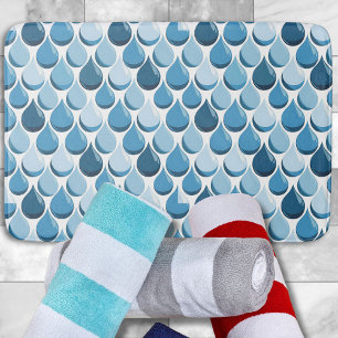 Stijlvolle waterdruppels blauw en wit badmat