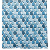 Stijlvolle waterdruppels blauw en wit douchegordijn (Voorkant)