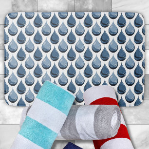 Stijlvolle waterdruppels wit en blauw badmat
